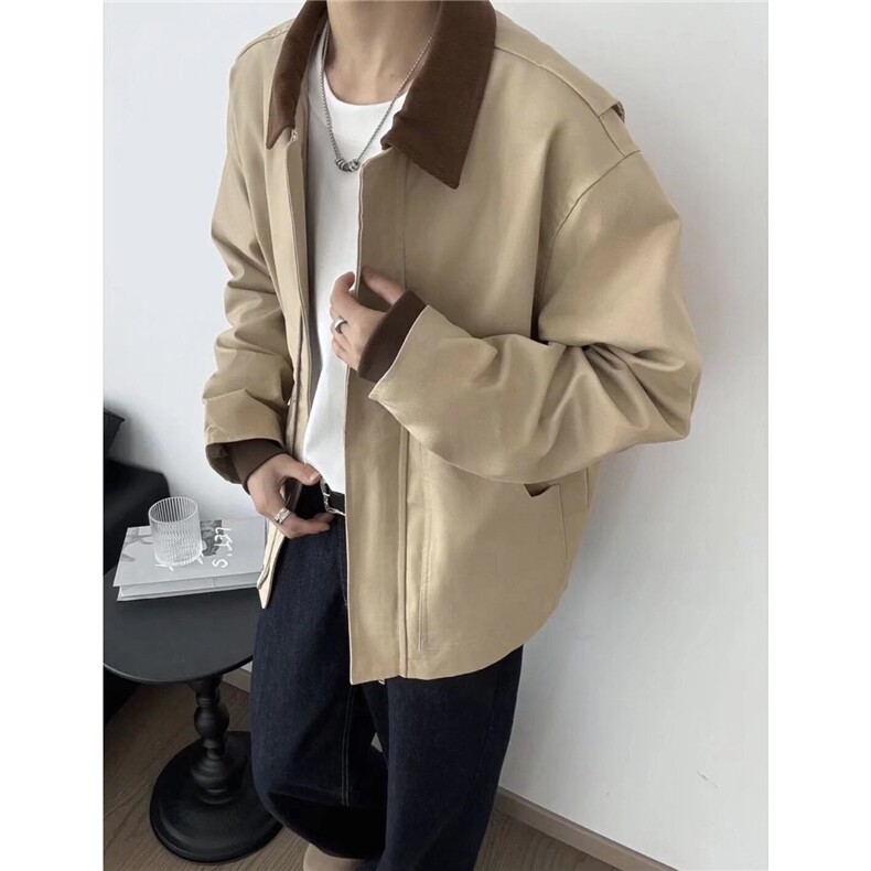 美式翻领帆布夹克外套男女2025春秋冬宽松工装棒球服宽松休闲上衣,男装夹克,星座1210-1