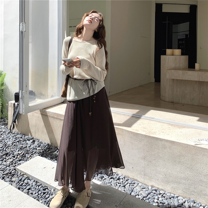 针织不规则下摆半身裙两件套配腰带2C239-H97-P155-K248,女装套装/套裙,2C239