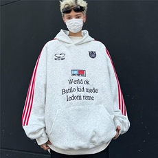秋冬季织带连帽宽松卫衣男女同款情侣帽衫宽松卫衣潮Y8053/P50，男装卫衣，星座506