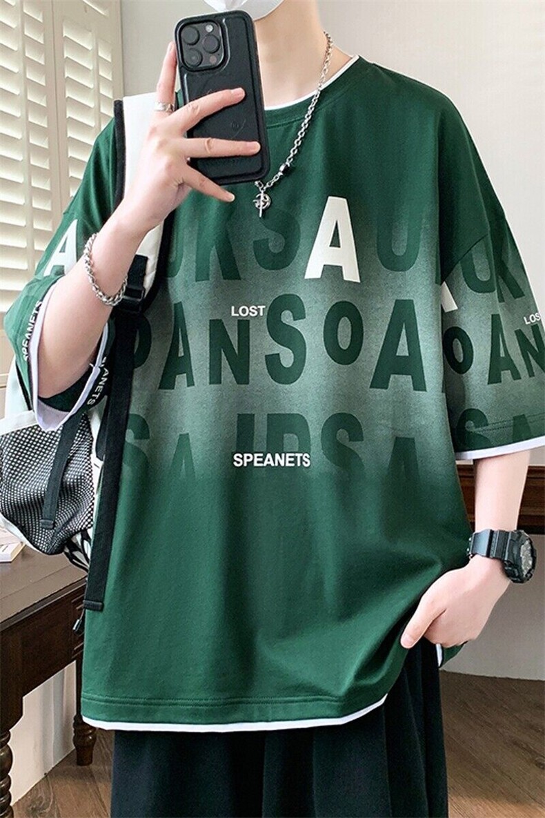 25158-特P40夏季休闲时尚T恤男短袖打底衫青少年潮牌印花T恤,男装T恤,电商D310B