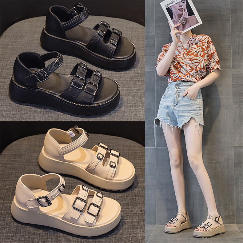 真皮凉鞋女2024年夏季新款厚底复古休闲镂空时尚百搭牛皮罗马凉鞋，女鞋凉鞋，电商A223