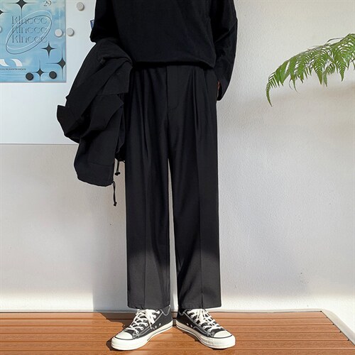 港风休闲长裤男韩版潮流宽松直筒阔腿百搭痞帅垂感西裤X9099-p38,男装西裤,星座1008-2