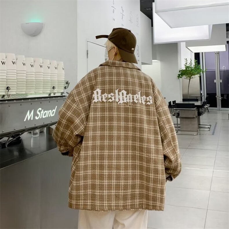 高街刺绣夹克宽松潮牌休闲衣服春秋格子小香风外套男W5177-P67,男装夹克,星座512-2