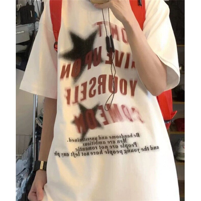 夏季美式复古星星字母印花T恤高街宽松男女情侣短袖TA137,男装T恤,星座1116A（原606A-3）
