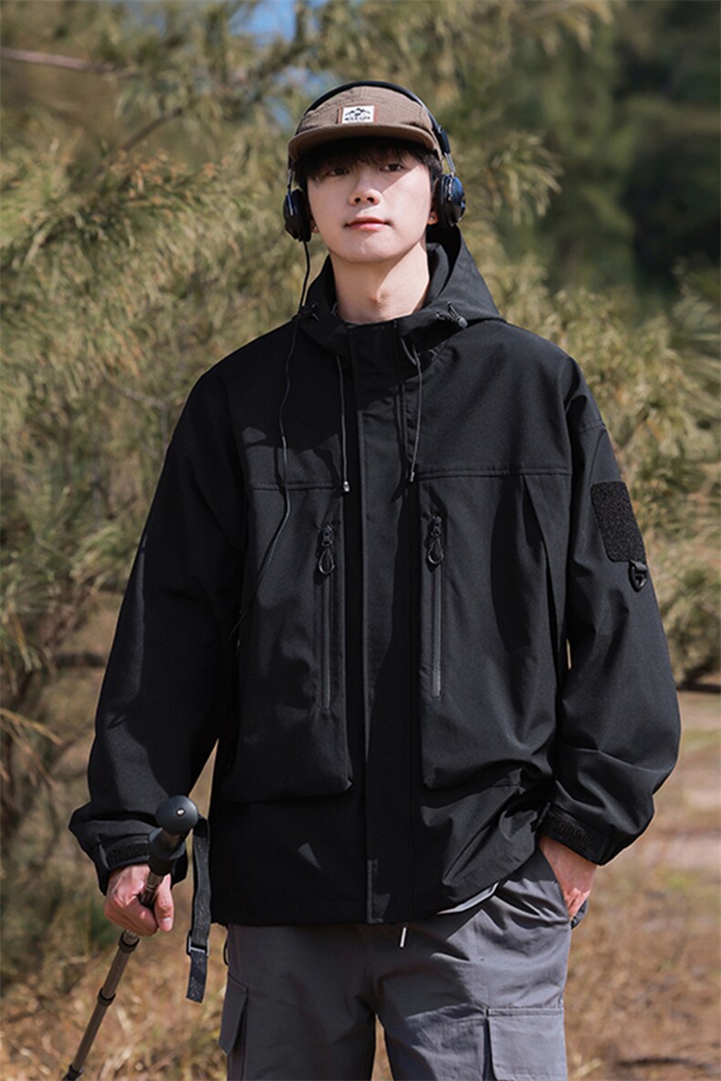 春季新款港风三防户外夹克男连帽冲锋衣外套DSA157B-JK127-P85,男装夹克,电商A157B