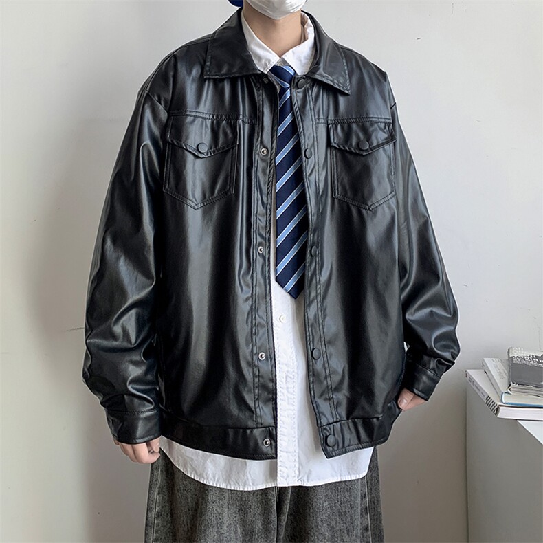 潮流夹克潮男春季皮衣外套W22P60