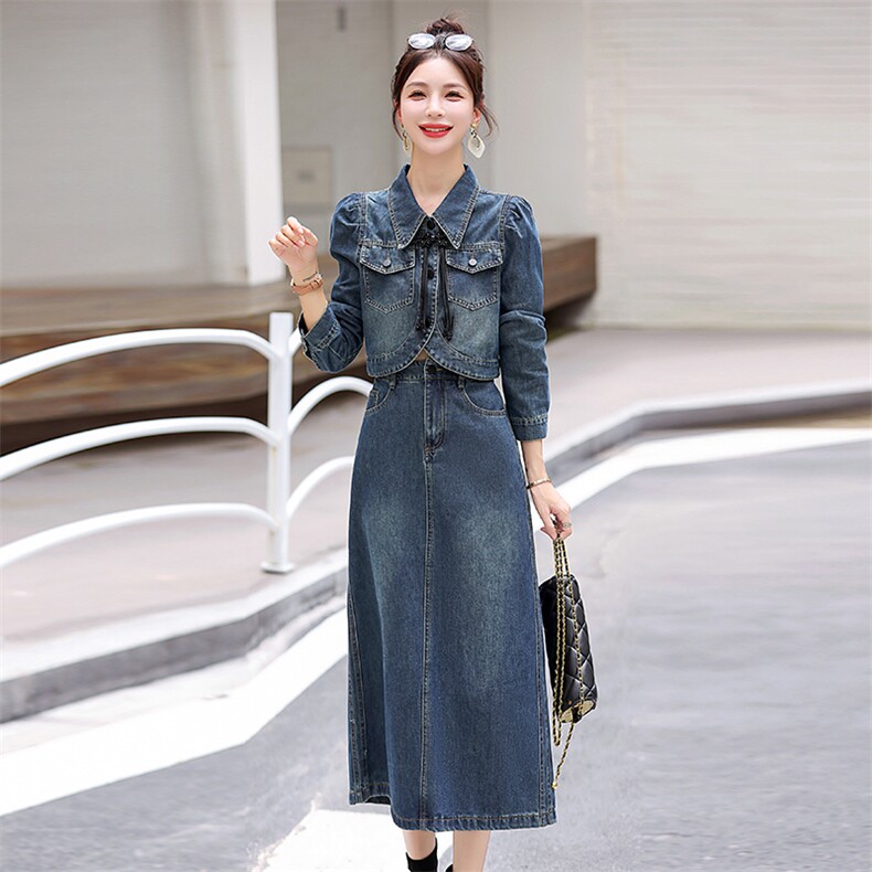 【春季现货】套装女2024春夏女装韩版时尚气质半身裙显瘦复古盘扣,女装套装/套裙,意芙黎