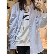 DD318P28美式复古蓝条纹衬衫，男装衬衫，电商B323A