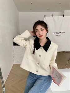 春季新款撞色小香外套图片