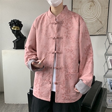 男士外套麂皮绒印花夹克盘扣立领唐装风XZ1512-2507-P85，男装夹克，星座1512