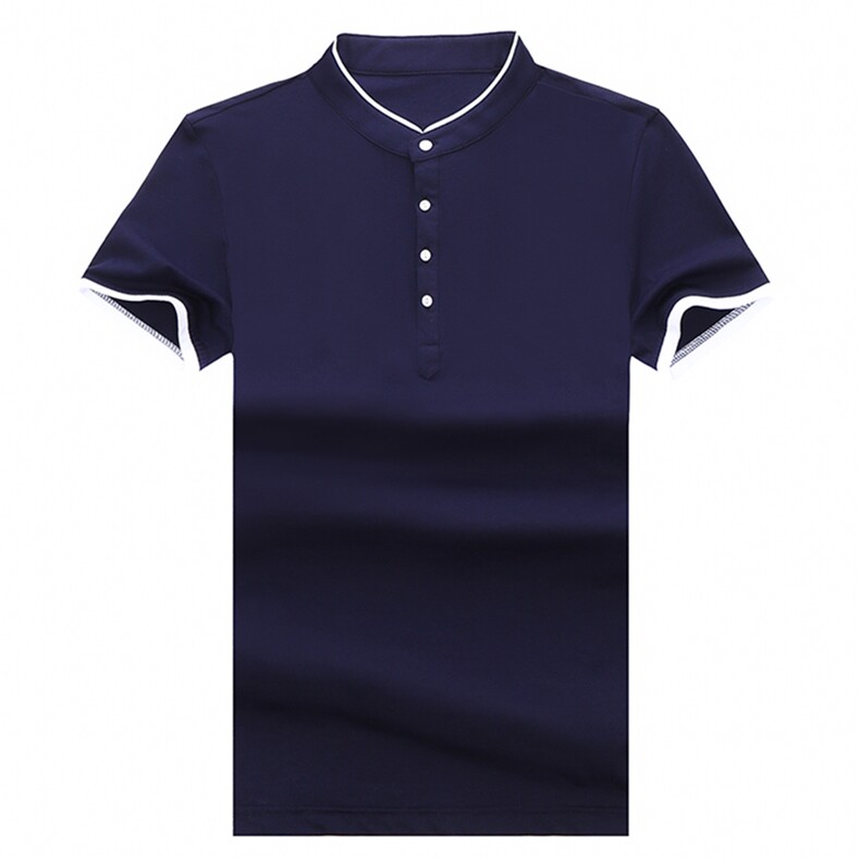 中青年纯棉立领polo衫男士短袖t恤夏季纯色带领子体恤半袖上衣服,男装T恤,电商B212（原钱塘6029）