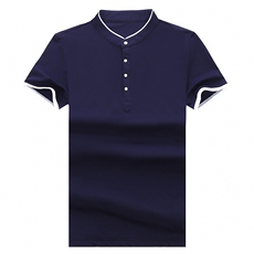 中青年纯棉立领polo衫男士短袖t恤夏季纯色带领子体恤半袖上衣服，男装T恤，电商B212（原钱塘6029）