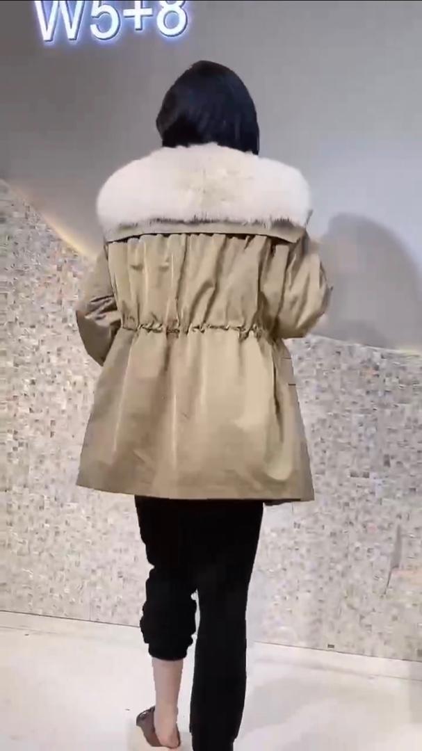 甜美范真狐狸海军大毛领可拆卸獭兔毛内胆皮草派克服,女装皮草,L·H·X
