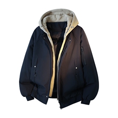 !潮流冬季连帽拉链加绒加厚棉衣情侣撞色棉服外套MY5567-P78，男装棉衣，星座610B-1