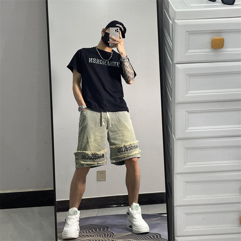 2024夏季新款薄牛仔裤短裤潮男休闲宽松五分裤JD3308-P45,男装牛仔裤,星座1109-3