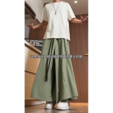 2025新中式冰丝大裤脚阔腿裤电商A057-K175-P45，男装休闲裤，电商A057