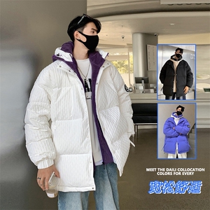 Y3656-P258羽绒服冬季新款90白鸭绒羊羔绒假两件宽松男外套图片
