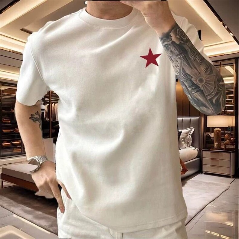 网图人民有信仰文字印花圆领短袖T恤高品质三本针现货2760-P35,男装T恤,电商C310-1