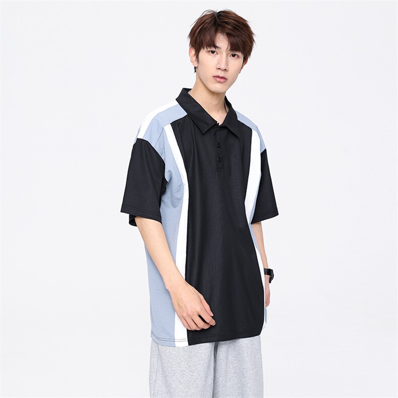 潮流前线日系潮牌无影墙短袖男新款拼接polo衫zdp2302-p40-控58,男装Polo衫,星座717