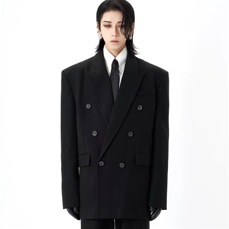 秋冬季男士网红双排扣西装外套高级感修身西服伴郎婚礼服时尚上衣,男装西服套装,星座813-2