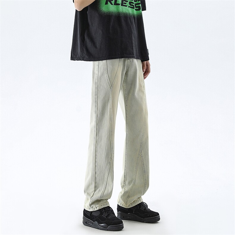 B221美式ins高街暗黑小众拼接修身牛仔裤LK24157-P60控78,男装牛仔裤,电商B221