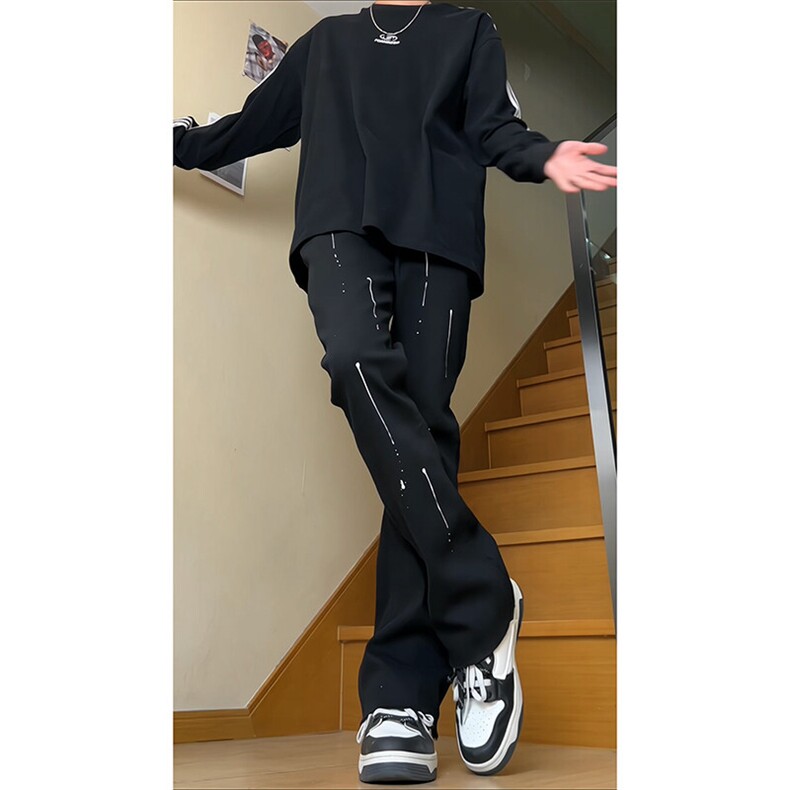 高街美式复古漆点泼墨牛仔裤嘻哈痞帅常规55加绒65,男装牛仔裤,星座310A-4