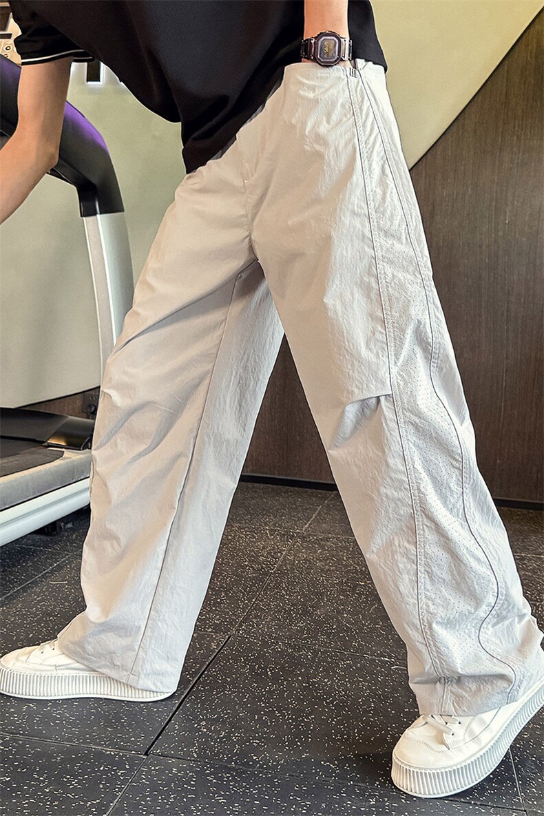 K20515-P68夏季激光打孔网眼透气速干裤子男潮流宽松直筒弯刀裤,男装休闲裤,电商A368
