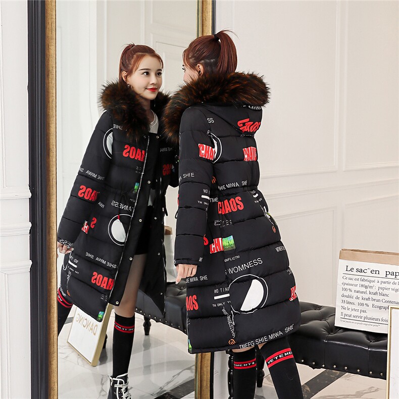 时尚休闲2020冬季新款棉服棉衣长袖中长款彩色毛领宽松舒适,女装棉衣/棉服,阿菲诺依