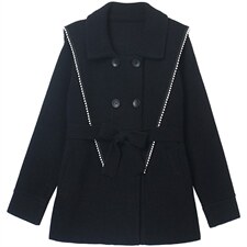 双面绒外套女短款韩版新款2021年秋冬修身黑色显瘦外套，女装毛呢外套，香水丽阁