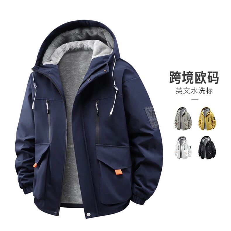 冬季新款纯色百搭运动时尚休闲宽松连帽加绒保暖棉衣KJ8691-P90,男装棉衣,星座610（原A335）