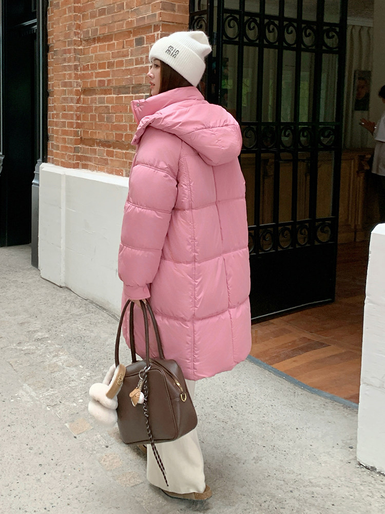 韩版减龄保暖中长款减龄棉服女2025冬季新款显瘦加厚连帽棉衣棉袄,女装棉衣/棉服,2D148