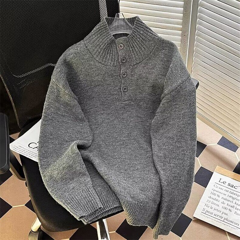 新款简约纽扣软糯质感可翻高领毛衣男女针织衫S912P50,男装针织衫/毛衣,星座1116-2