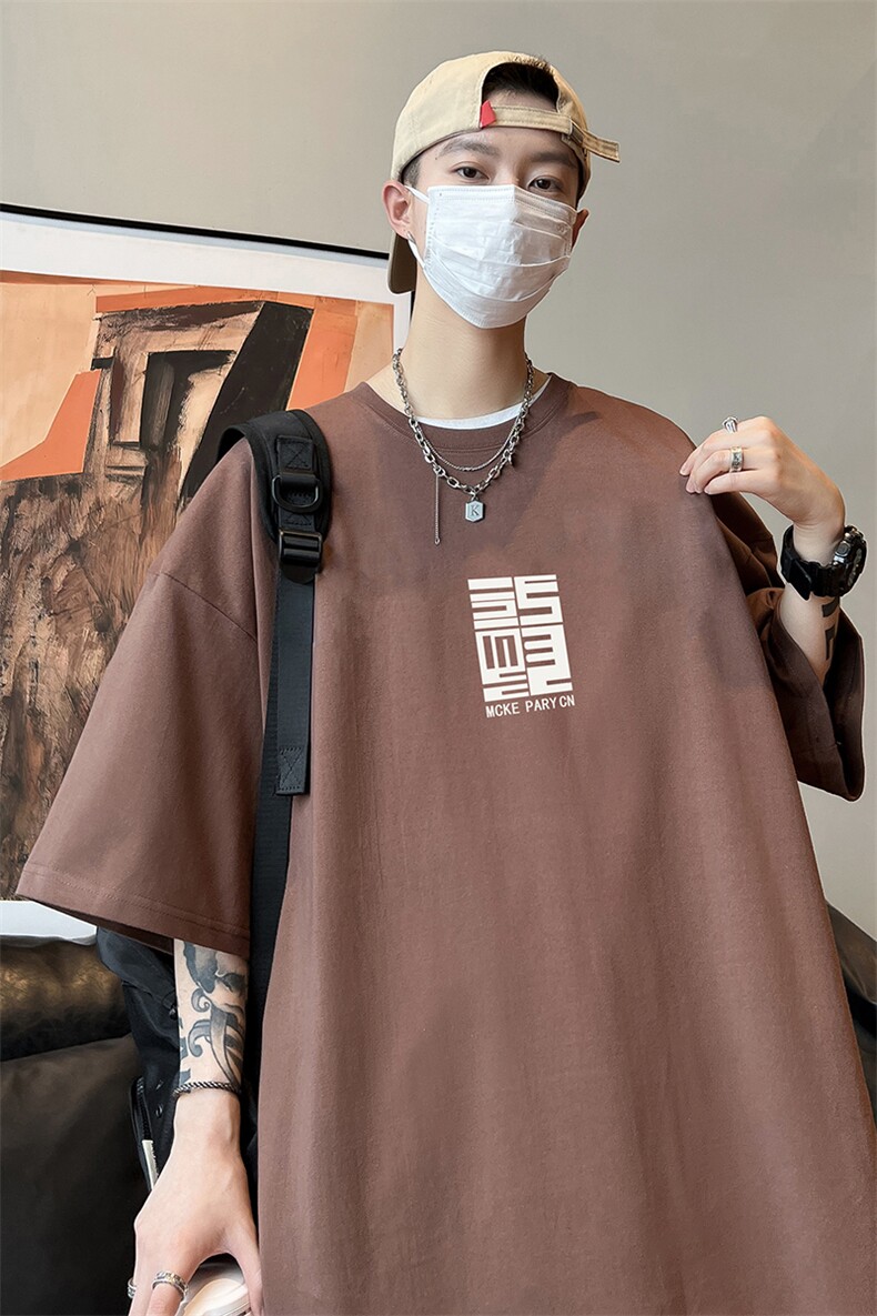 量大优可提供视频2024夏季新美式短袖T恤D223A-T24136-P18,男装T恤,电商019-1