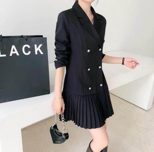 秋季新款韩版百褶裙西装连衣裙，女装西装，西子阁