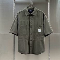 潮工装五分袖衬衣简约短袖衬衫男士日系复古刺绣痞帅TT001-P45，男装T恤，星座911-3
