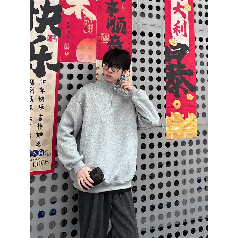 抖音得物品质二开26春装美式高阶结构半拉链立领卫衣外套W91,女装短外套,电商A486