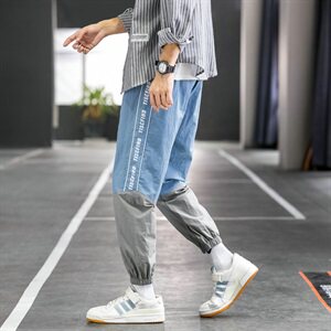 运动裤子男士秋季韩版潮流九分束脚2021新款休闲裤子DS949T图片