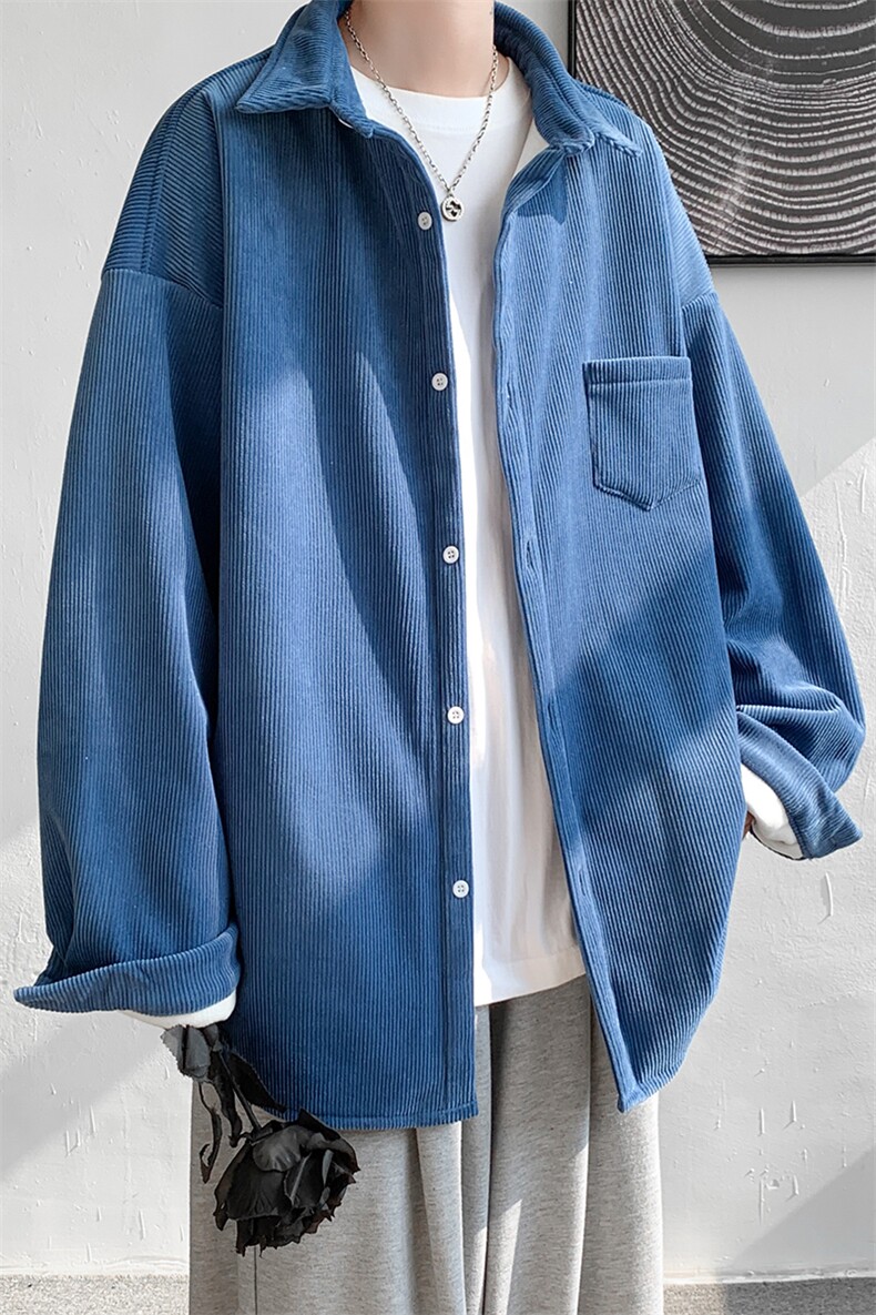 8XL-M灯芯绒加厚加绒长袖衬衫男加肥加大码衬衫外套CS501P65控78,男装衬衫,电商D206-1