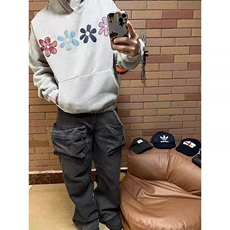 美式高街帽衫刺绣花朵卫衣秋冬情侣装连帽外套Aw13-P50，女装短外套，星座208-5