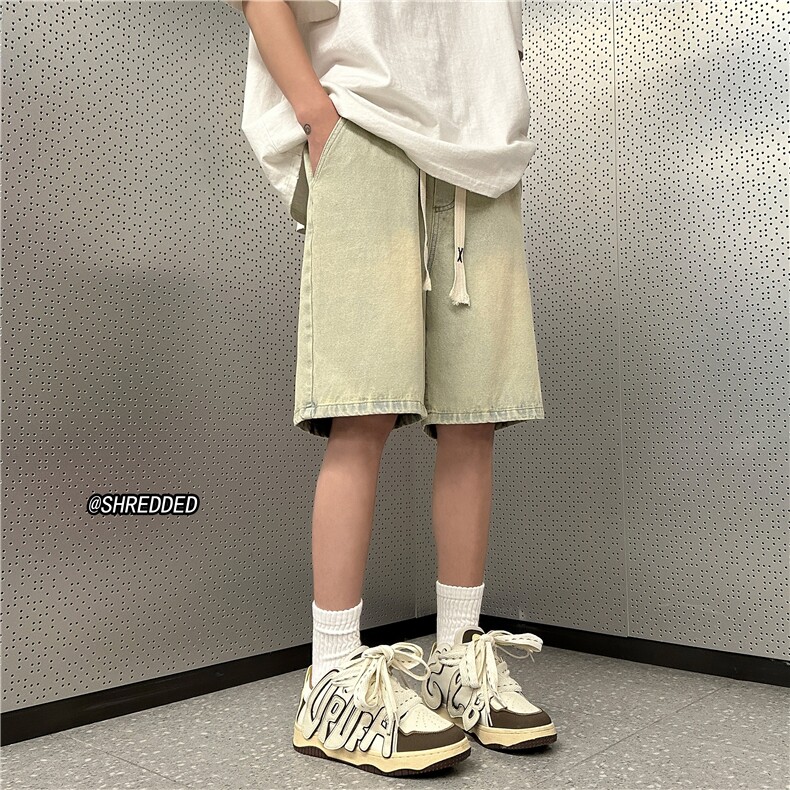 美式宽松简约牛仔短裤四色泥巴黄休闲五分裤B315-K23210-P45控55,男装牛仔裤,电商B315