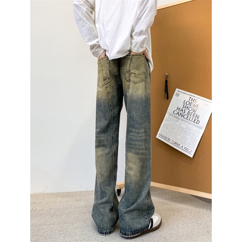 【高品质】复古蓝牛仔裤男女宽松直筒长裤A080-6107-P6588,男装牛仔裤,电商A080