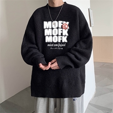 ！23港风宽松大码半高领毛衣圆领针织衫M3362-P45控68加绒+10，男装针织衫/毛衣，电商B370