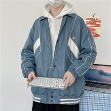 JK9120-P85皮夹克棒球服绣花秋季潮流百搭韩版宽松大码休闲外套图片