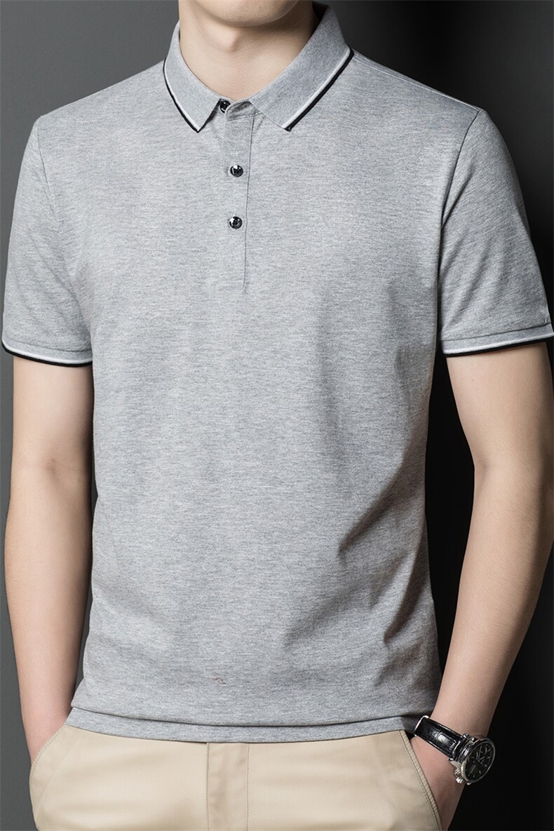 短袖t恤男翻领中年男士爸爸夏季衣服全棉衬衫宽松体桖HM8232-P53,男装Polo衫,星座1105-3