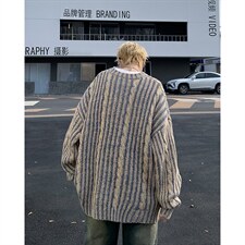 混色毛衣男冬季潮牌针织衫复古慵懒风线衣外套1001-1-M266-P52，男装针织衫/毛衣，星座1001-1