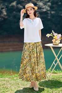 夏季薄款纯棉碎花半身裙女2026新款时尚气质妈妈洋气减龄休闲裙子图片