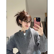 美式复古麻花设计感毛衣男女情侣慵懒高级感亨利领宽松套头针织衫，男装针织衫/毛衣，星座506A