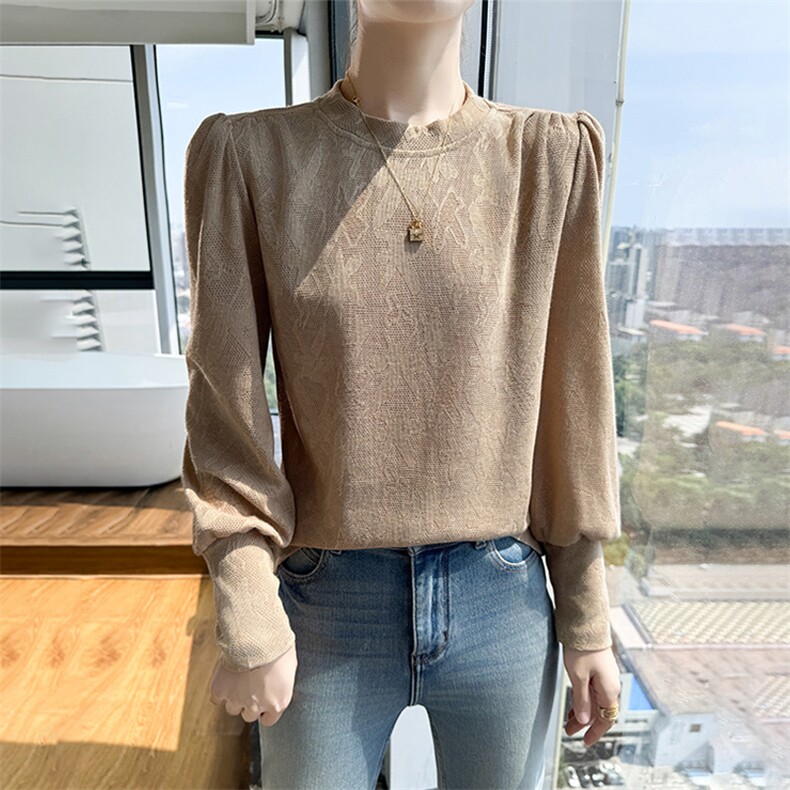 女士秋冬针织衫纯色简约时尚舒适高领宽松显瘦长袖毛衣,针织衫/毛衣,绒宛羊绒