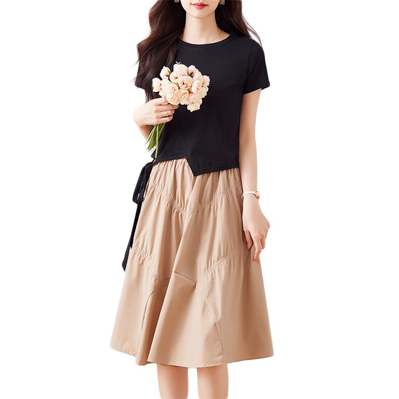 套装裙女2023夏季新款遮肚子裙子显瘦减龄气质小个子两件套半身裙,女装套装/套裙,千千佰惠