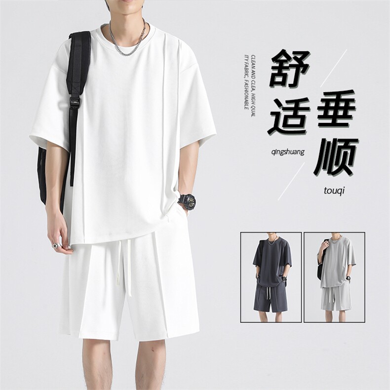 夏季纯色简约套装S-3XL73%涤纶23%锦纶4%氨纶TZ50-特批65,男装休闲套装,星座718
